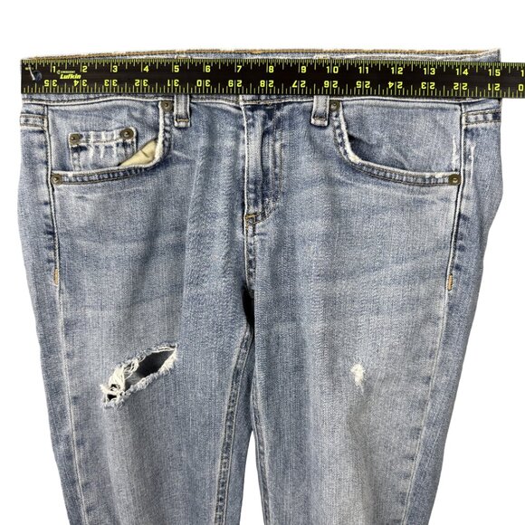 RAG & BONE “Dre” Light Wash Slim Boyfriend Women’s 26 Distressed Denim Thrashed - Picture 9 of 10